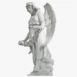 Скульптура из мрамора S_39 Ангел с лентой из цветов